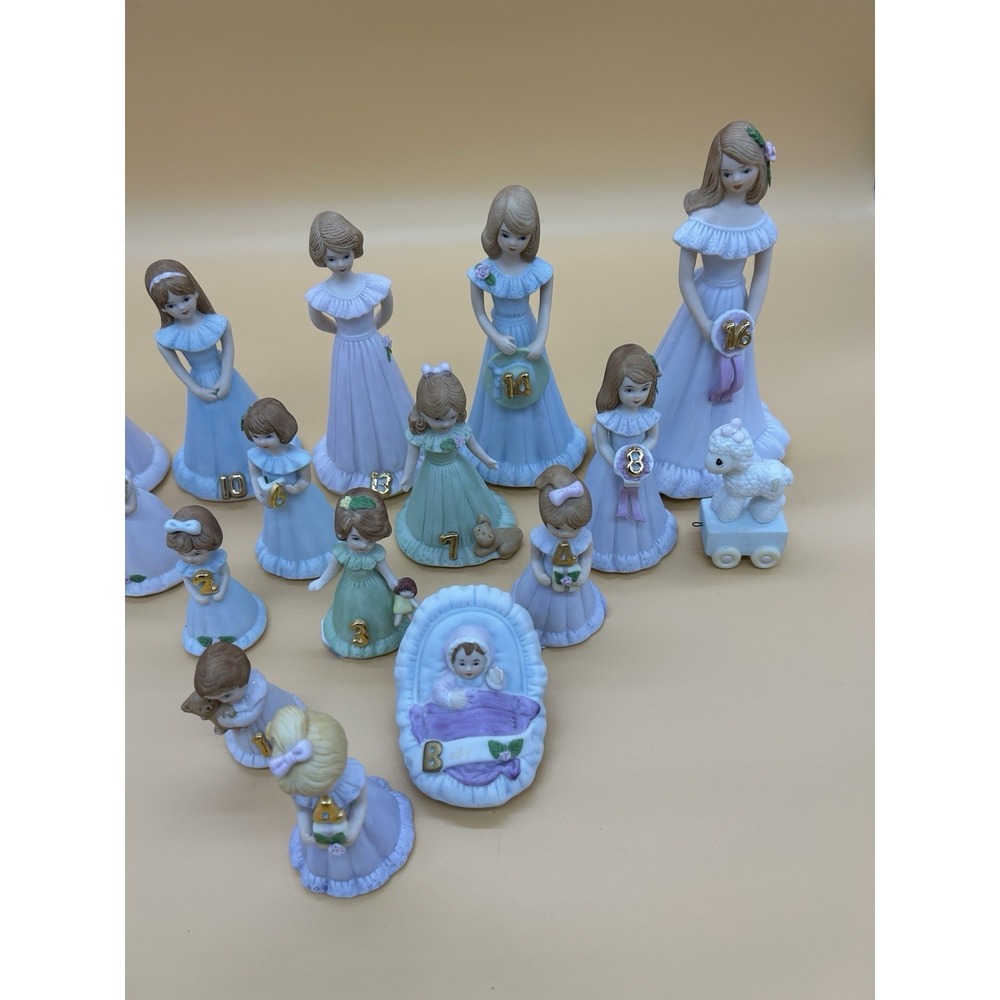 Enesco Growing Up Girls Figurine Lot Partial Set w/ Baby Bear & Lamb READ Desc. - Picture 5 of 10